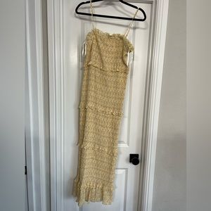 Yellow Floral Smocked Midi Dress- BRAND NEW